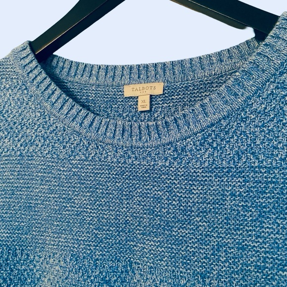 Talbots Cotton Sweater XL Light Blue Shaker Stitch Pullover - Picture 3 of 6